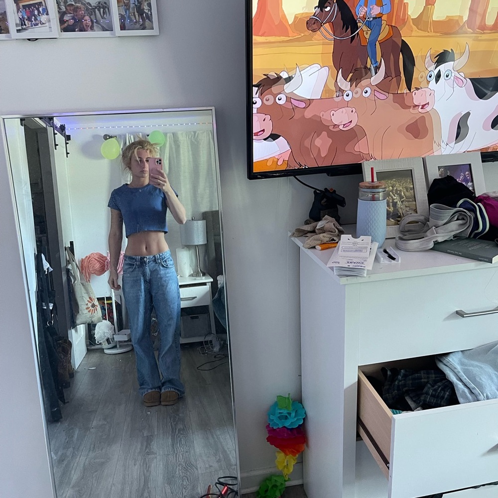 Stylish Blue Crop Top and Jeans